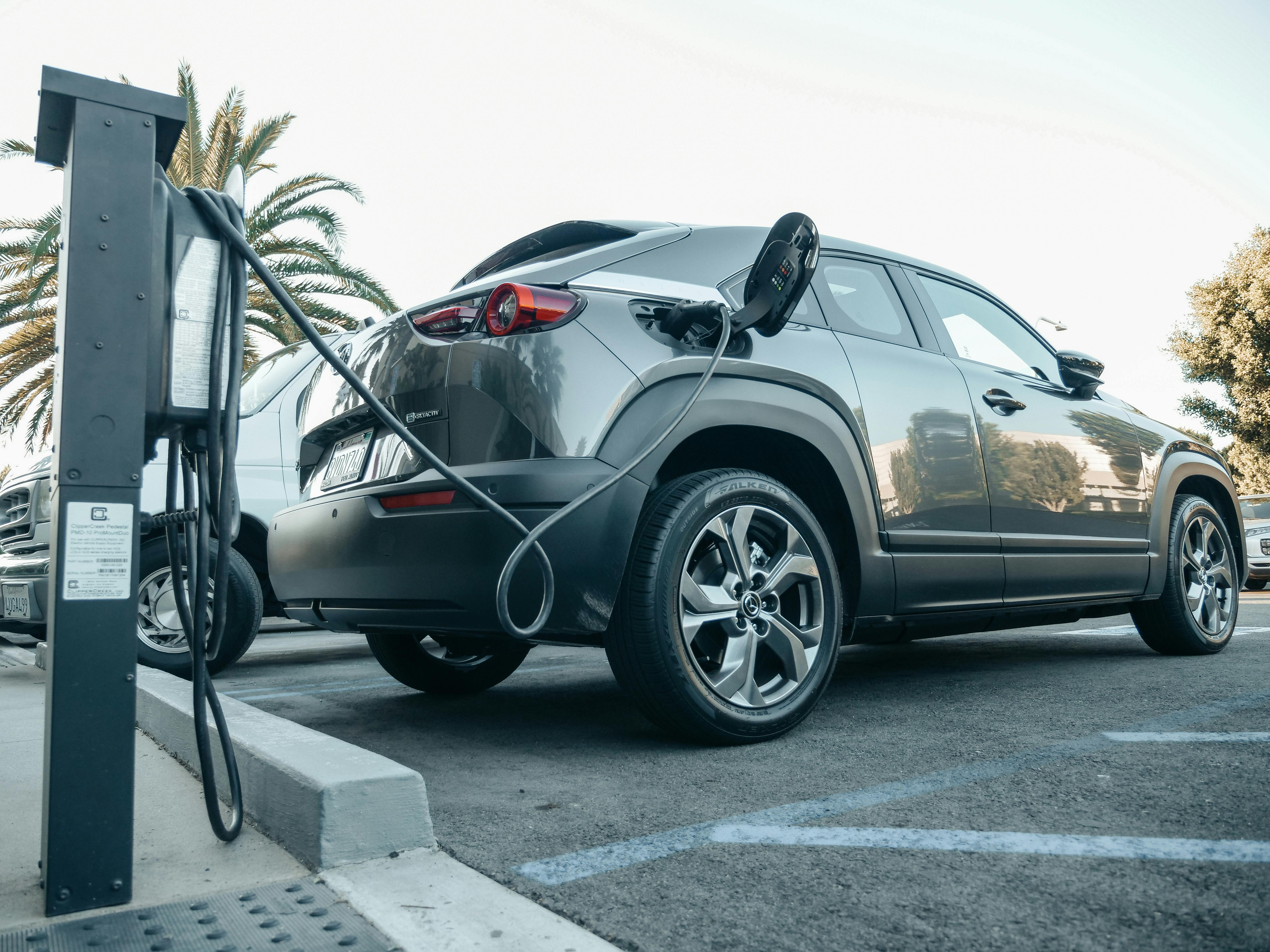 Electric Car Parked on a Charging Bay